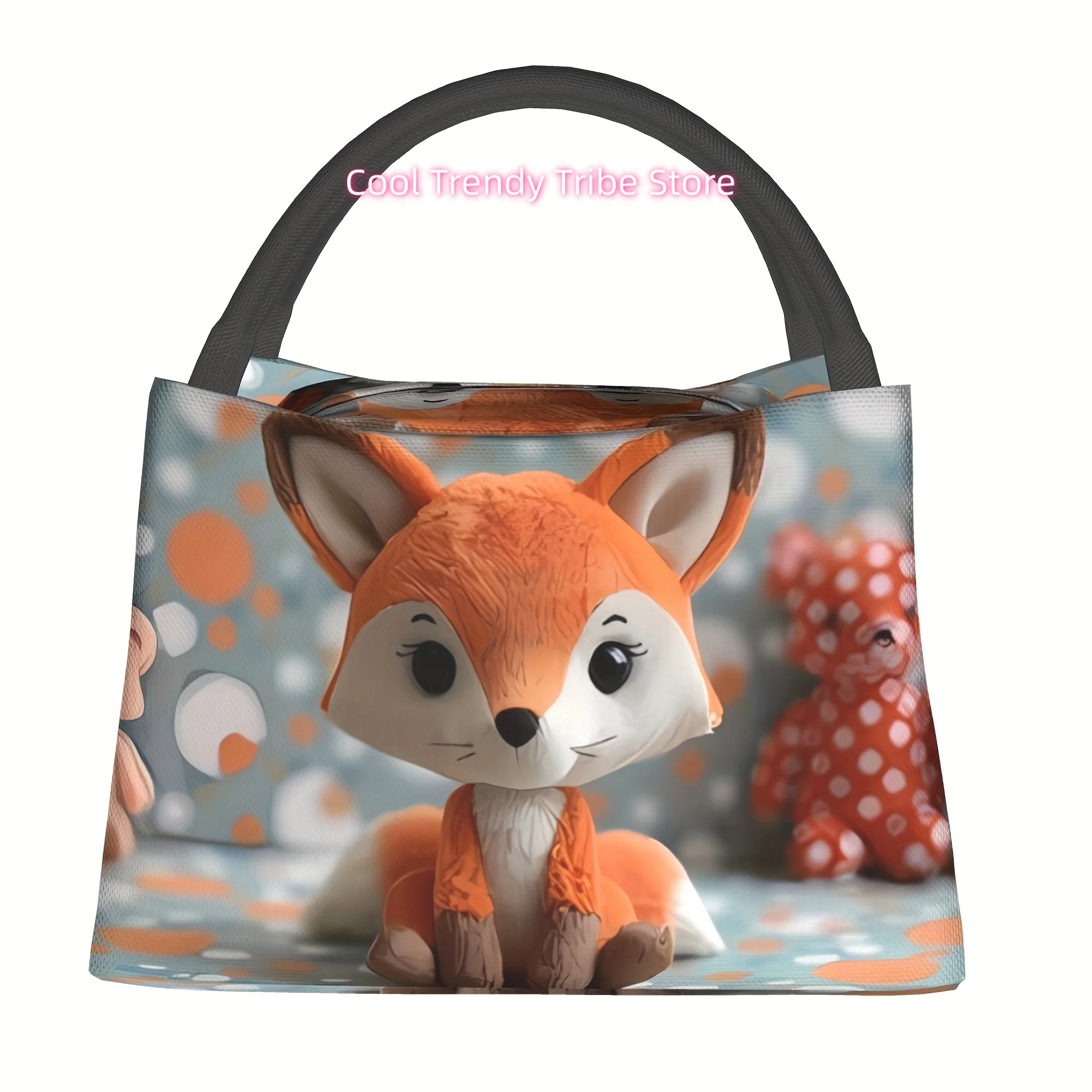 1pc small fox, reusable refrigerated bag, insulated bag, insulated lunch bag,   for camping, picnics, beach, suitable fo