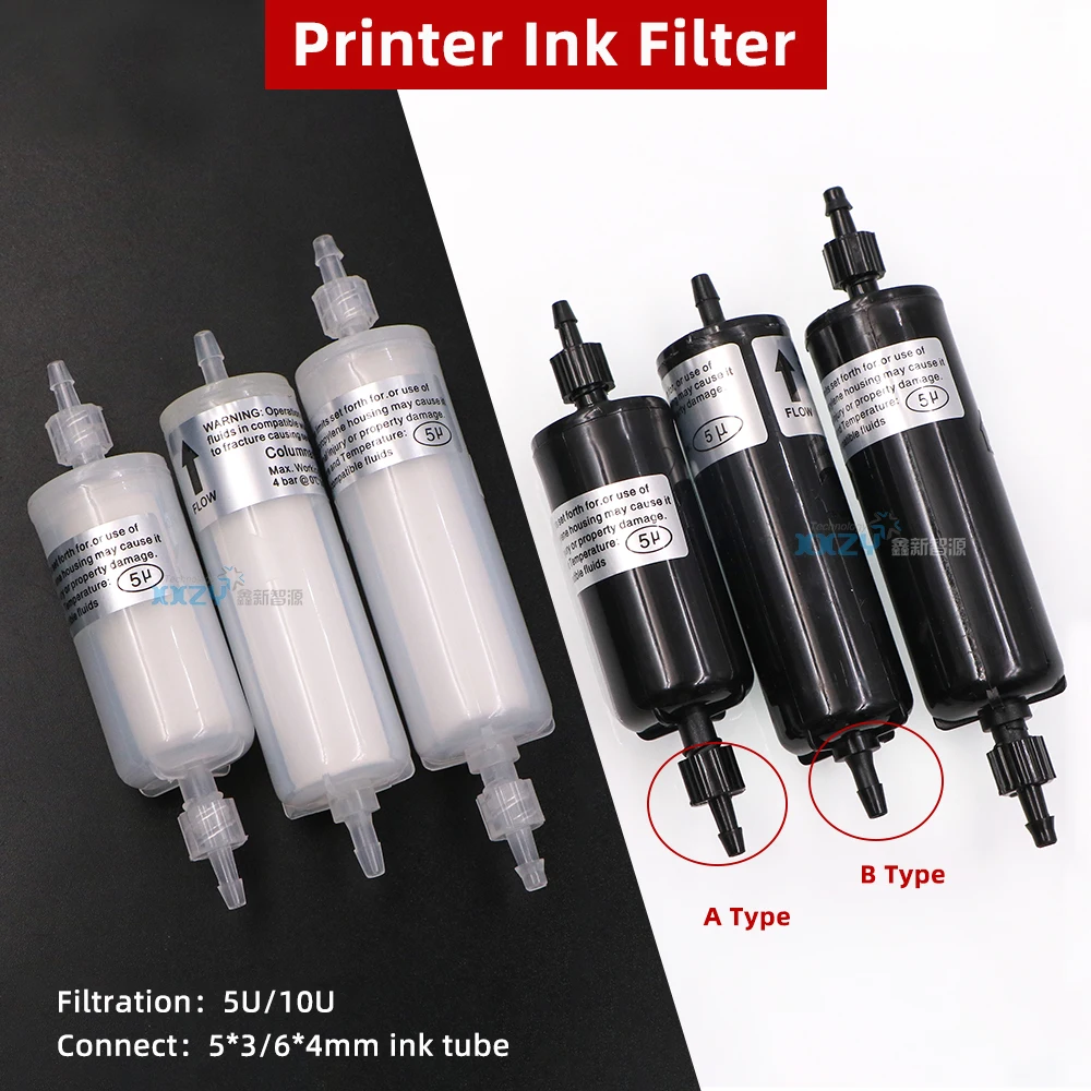 4PCs Eco Solvent Printer Long Ink Filter 5 Microns for Infiniti Phaeton Witcolor Inkjet Printer Capsule UV Ink Filter 5um