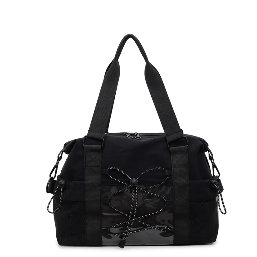 

Simple Casual Nylon Tote Bag Drawstring Solid Color Oxford Cloth Shoulder Bag Portable Lightweight Travel Luggage Bag Shopping