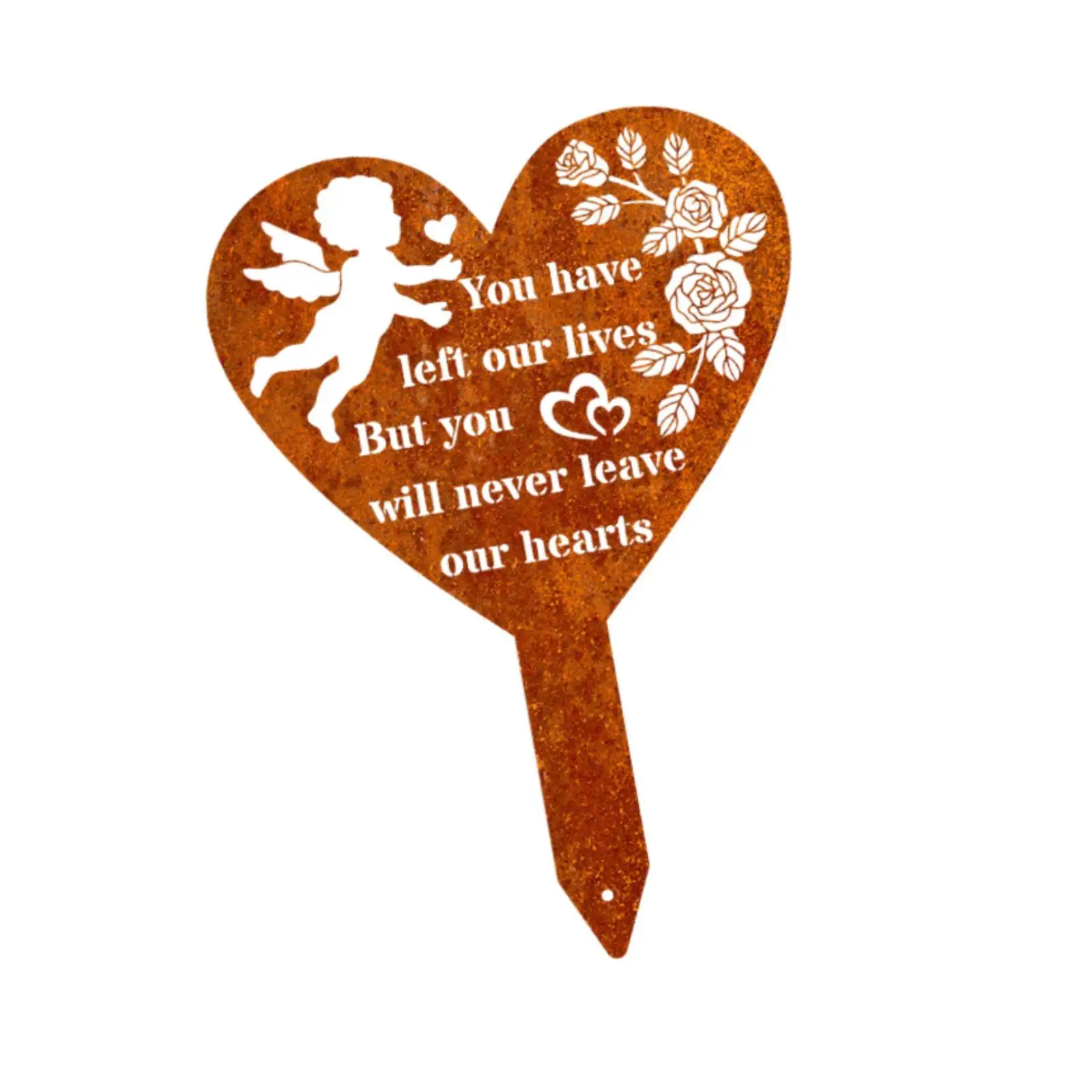 Memorial Remembrance Plaque Stake Heart Shape Iron Garden Marker Weather Resistant Outdoor
