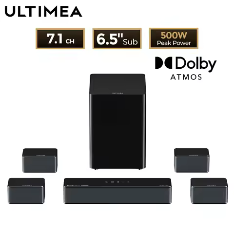 Sistema de Som Surround ULTIMEA 7.1, Barra de Som para TV com Dolby Atmos e Controle por APP, Caixa de Som Bluetooth para Cinema em Casa com Subwoofer