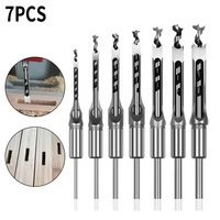 4/7Pcs 6.4-16mm HSS Twist Square Hole Drill Bits Auger Mortising Chisel Extended Saw for Woodworking Tools Salad Drill Bit