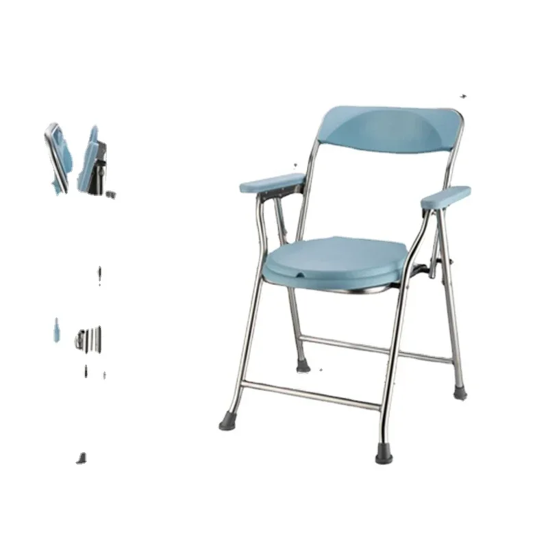 Stainless Steel Folding Toilet Chair  Robust Mobile Lavatory for Senior and Maternity Care, SimpleMaintenance Commode