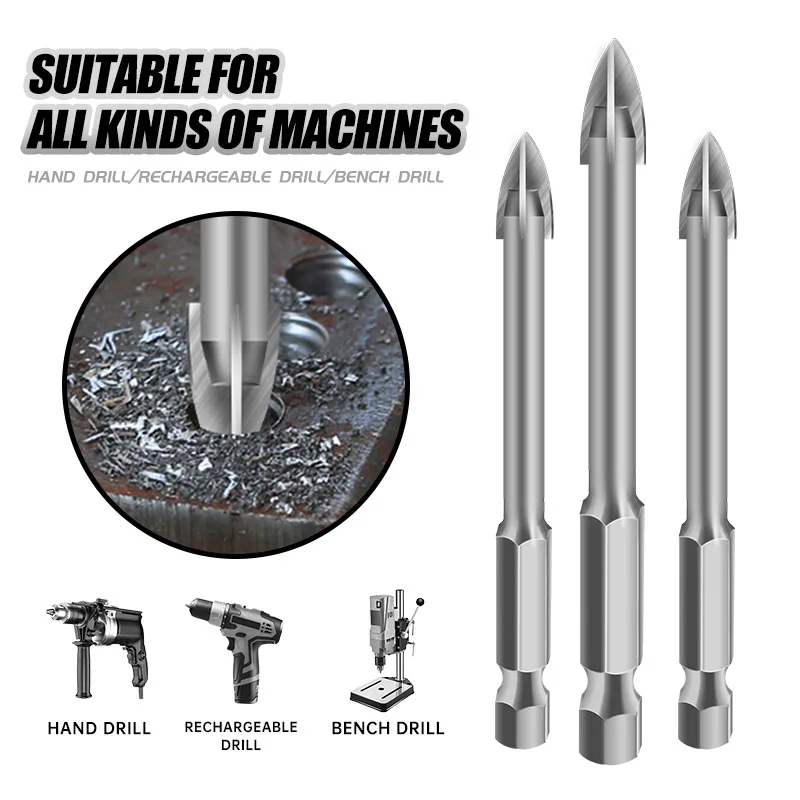 Abridor de azulejos cerámicos de vidrio con broca de cuatro filos con cabeza de carburo
