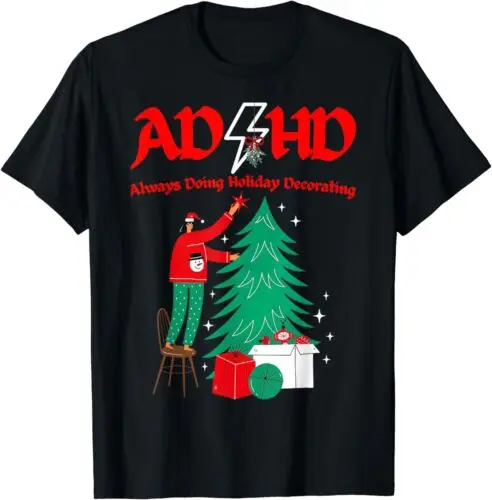  ADHD definition Xmas Pajamas Men woman Gift Idea Tee T-Shirt S-3XL