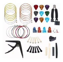 51PCS Guitar Strings kit Guitar Tool Changing Kit Include Guitar Strings Capo 3-in-1 Restring Tool Bridge Pins Nuts&Saddles