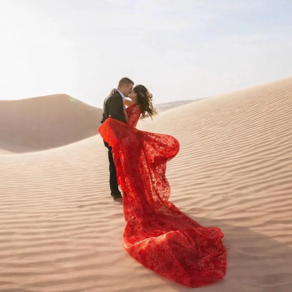 

Red Floral Lace Mermaid Expectant Women Gown Flowing Photoshoot Dress Pregnancy Maternity Editorial Gown