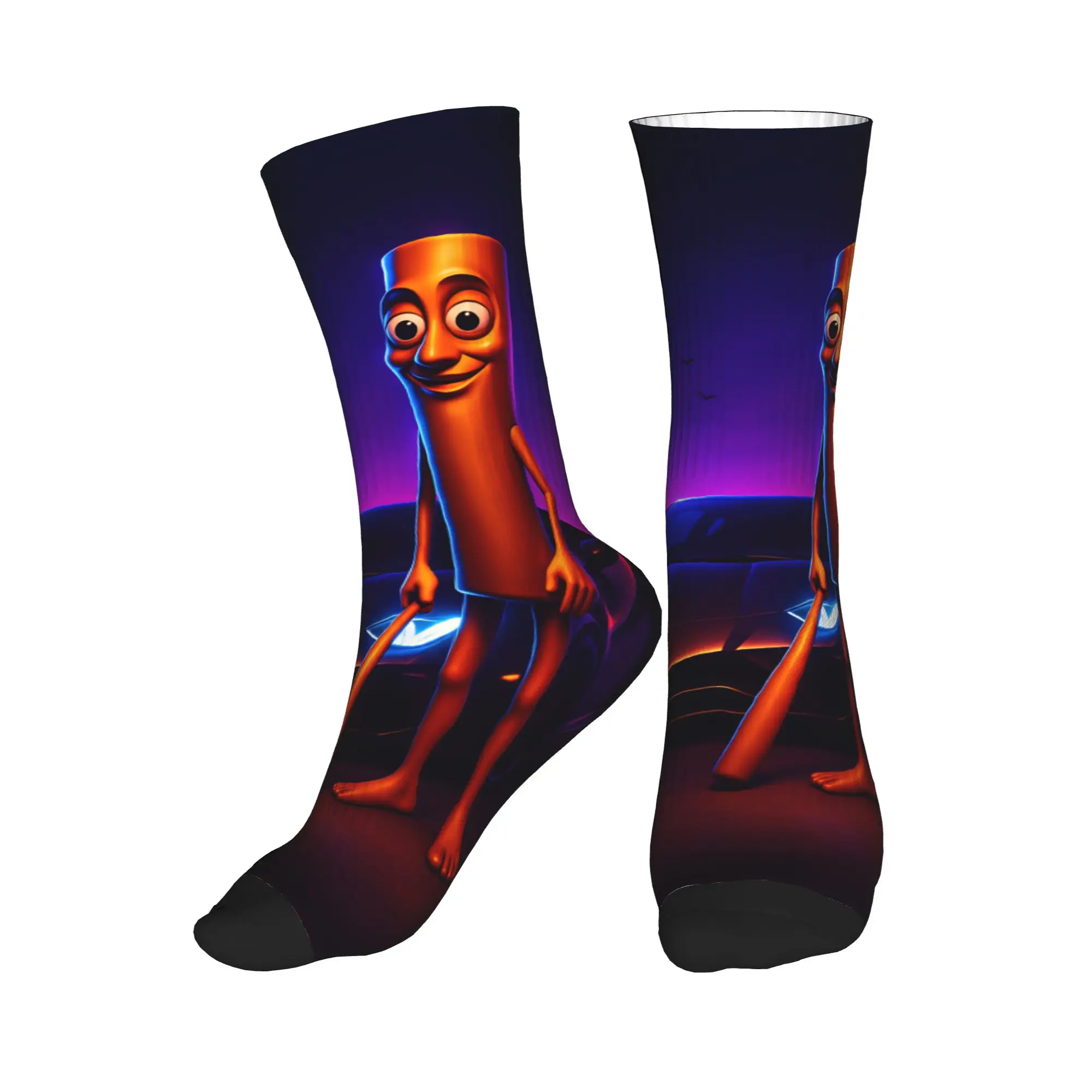 Tung Tung Sahur Neon Supercar Night Cool Meme Socks Autumn Stockings Fashion Men Comfortable Socks Graphic Outdoor Sports Socks