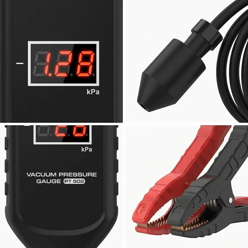 PT502 Automotive Vacuum Diagnostic Gauge with Direct 12V Power Supply and Automatic Calibration for Intake and Testing