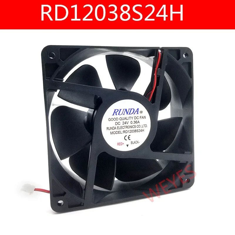 

New for RUNDA RD12038S24H DC 24V 0.36A 120x120x38mm 2-wire Server Cooler Fan One year warranty