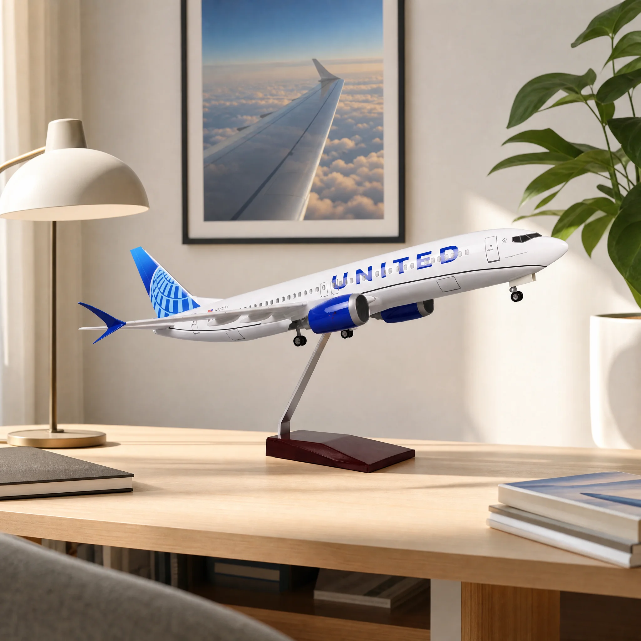 47cm United Airways B737 Airplane Models 1/85 Scale Resin Model Aircraft With Display Stand For Collection Aviation Hobby Gift