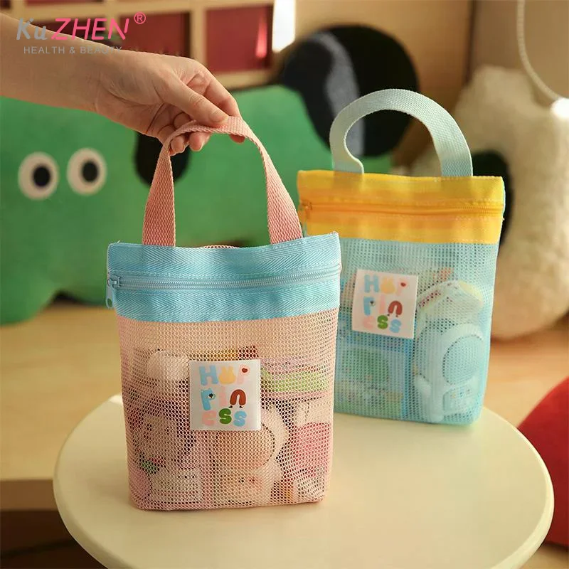 New Dopamine Makeup Bag With Contrasting Colors, Mesh Design, Casual Hollow-Out Style, Useful For Toiletries And Travel Storage