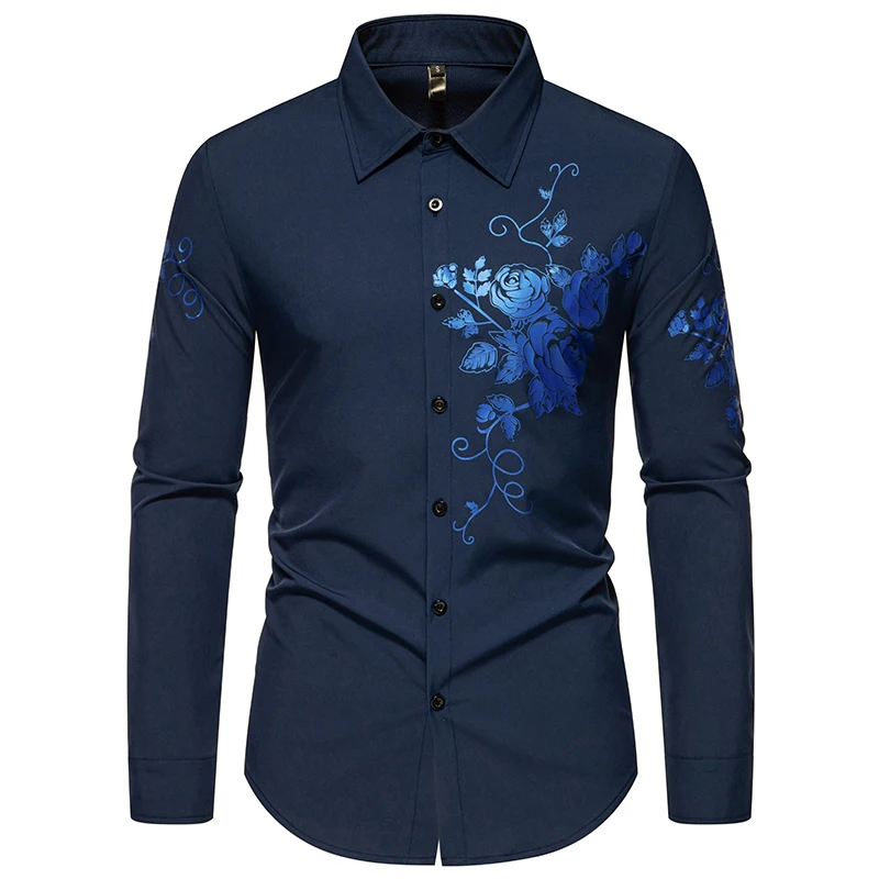 Camisa con patrón de camisa para hombre, ropa estampada de manga larga para calle al aire libre, ropa de calle de moda, diseñador informal transpirable