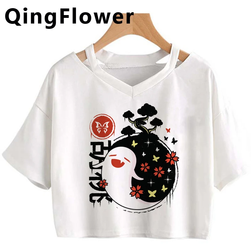 Genshin Impact Keqing T-shirts Clothes Women Vintage Crop Top Aesthetic Tumblr Kawaii Tshirt Ulzzang Kawaii Cropped Harajuku Tee