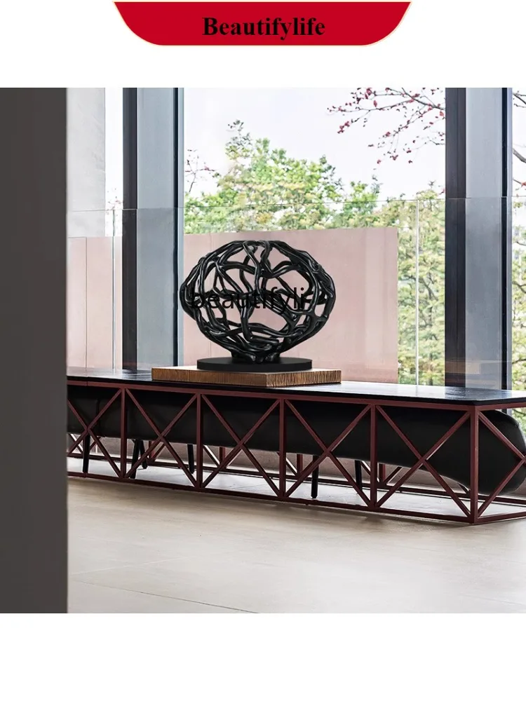 

F132 Hotel Decorative Hollow Abstract Wood Carving Ornaments Living Room Modern Soft Decoration Artwork Sculpture Home Ornament