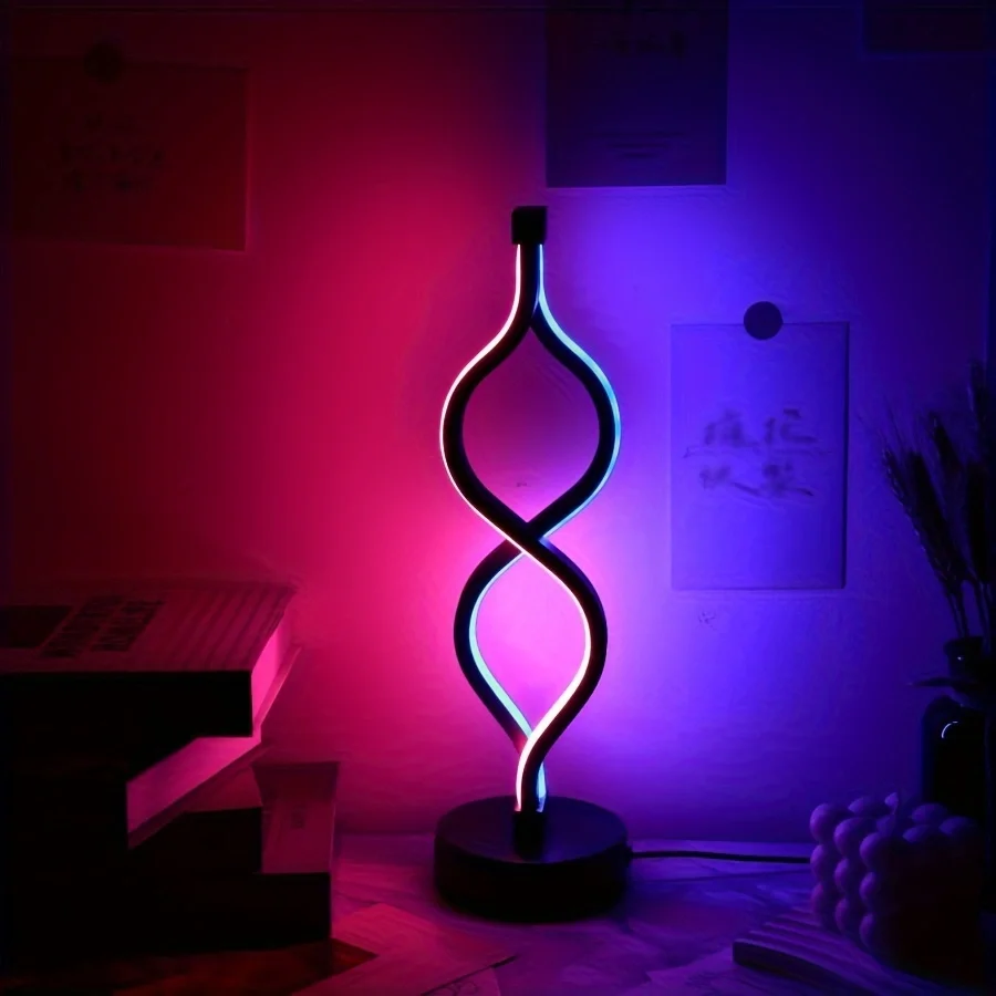 A modern desk lamp, USB-powered - three-tone light/touch switch blue pink, suitable for living room decoration bedroom study off