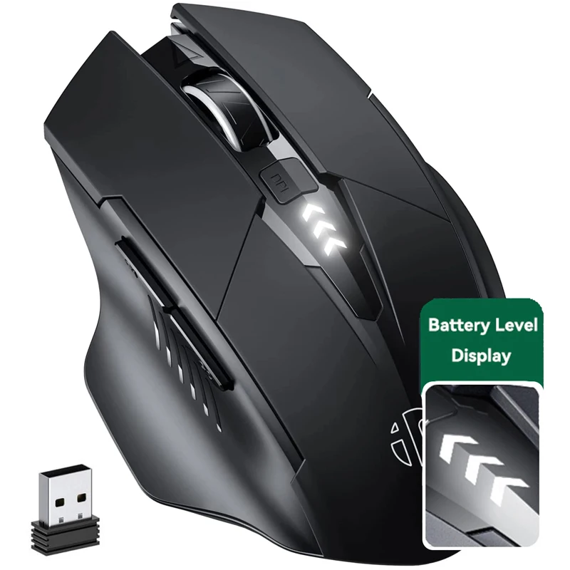 Ratón inalámbrico recargable Inphic F1S 2,4G, silencioso para oficina, ergonómico y con materiales agradables para la piel, compatible con PC, portátil, tableta, Universal