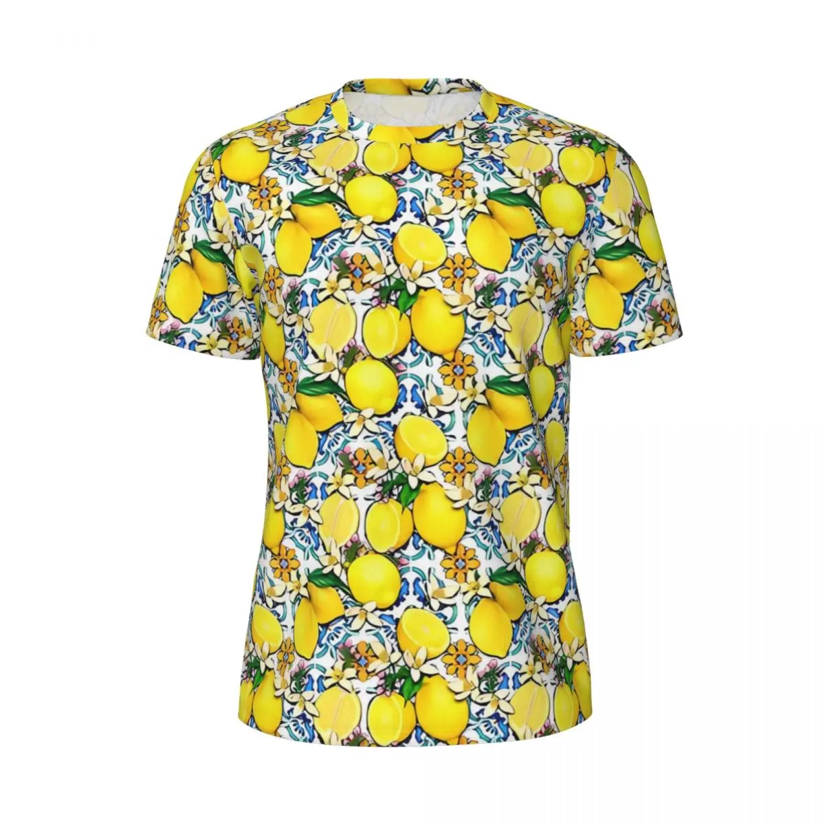 Fruit Print Gym T Shirt Retro lemon Print Trending T Shirts Man Aesthetic Tshirt Beach Short Sleeve Design Clothing