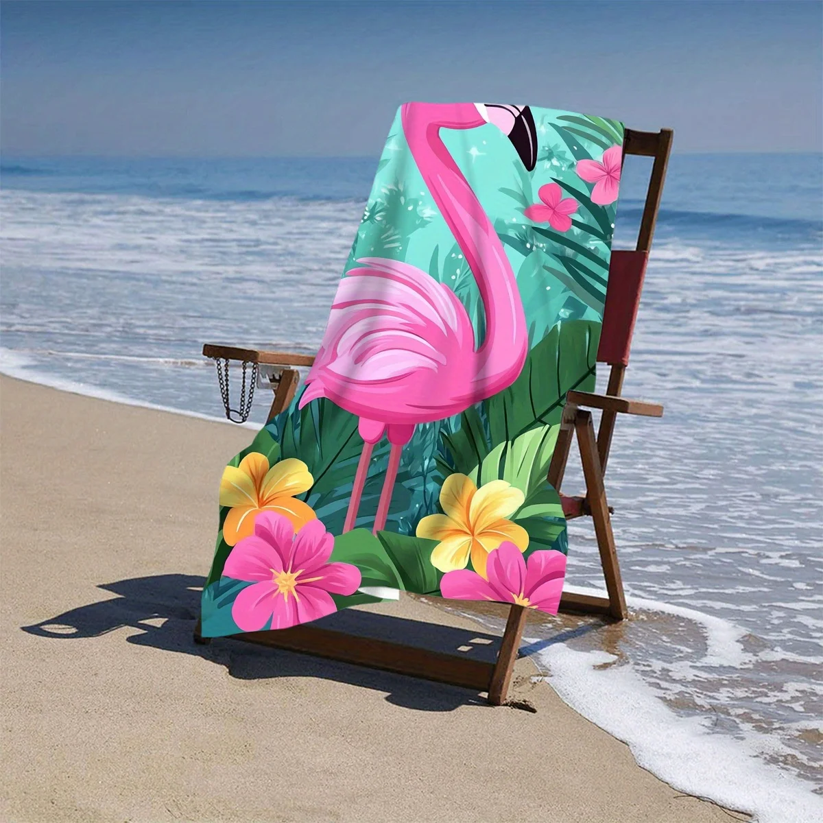 

Пляжное полотенце с тропическим фламинго и цветочным принтом: обхват экзотического рая с мягким комфортом для отхода вашего острова
