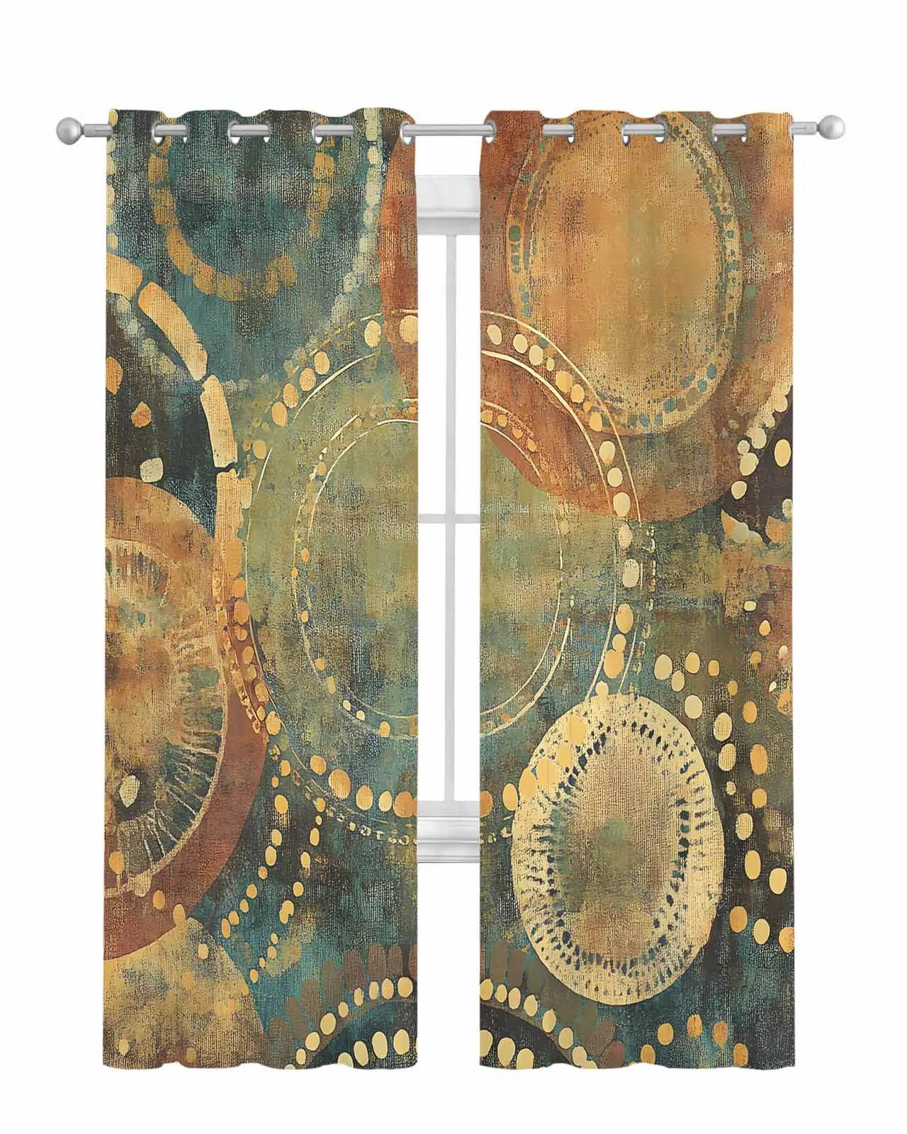 

Abstract Circle Texture Sheer Curtains For Living Room Window Transparent Voile Tulle Curtain Cortinas Drapes Home Decor