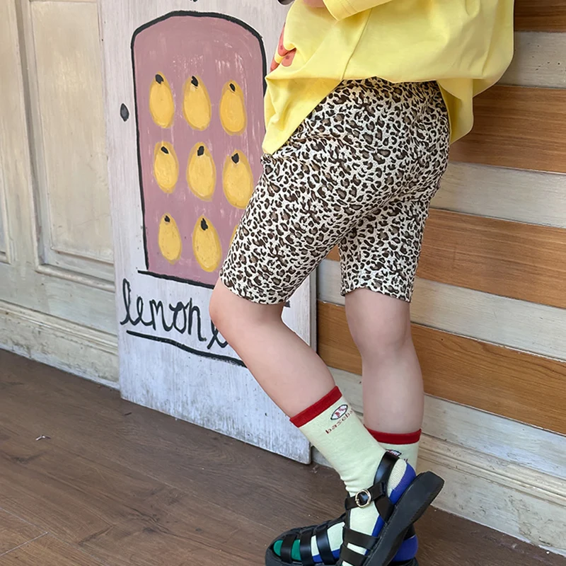 Kids Girls Leggings Leopard Print Sports Pants for Children Clothes Casual Soft Comfortable Short Pants Teenager Girl Yoga Pants