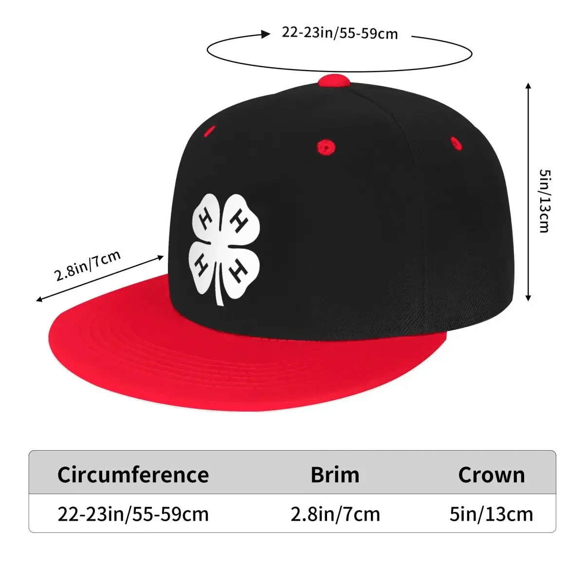 Classic White 4H Four Leaf Clover Hip Hop Baseball Caps for Women Men Adjustable Dad Hat Snapback