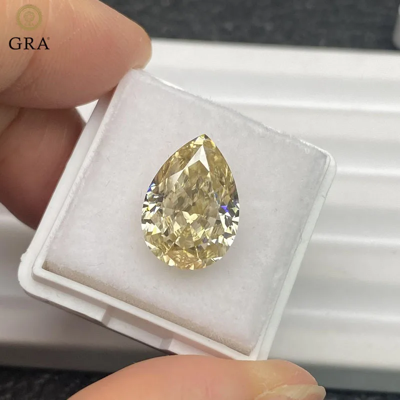 

Ruif Original Beautiful Yellow Pear Moissanite Gemstone for fine Jewelry Making With Certificate Pass Diamond Tester