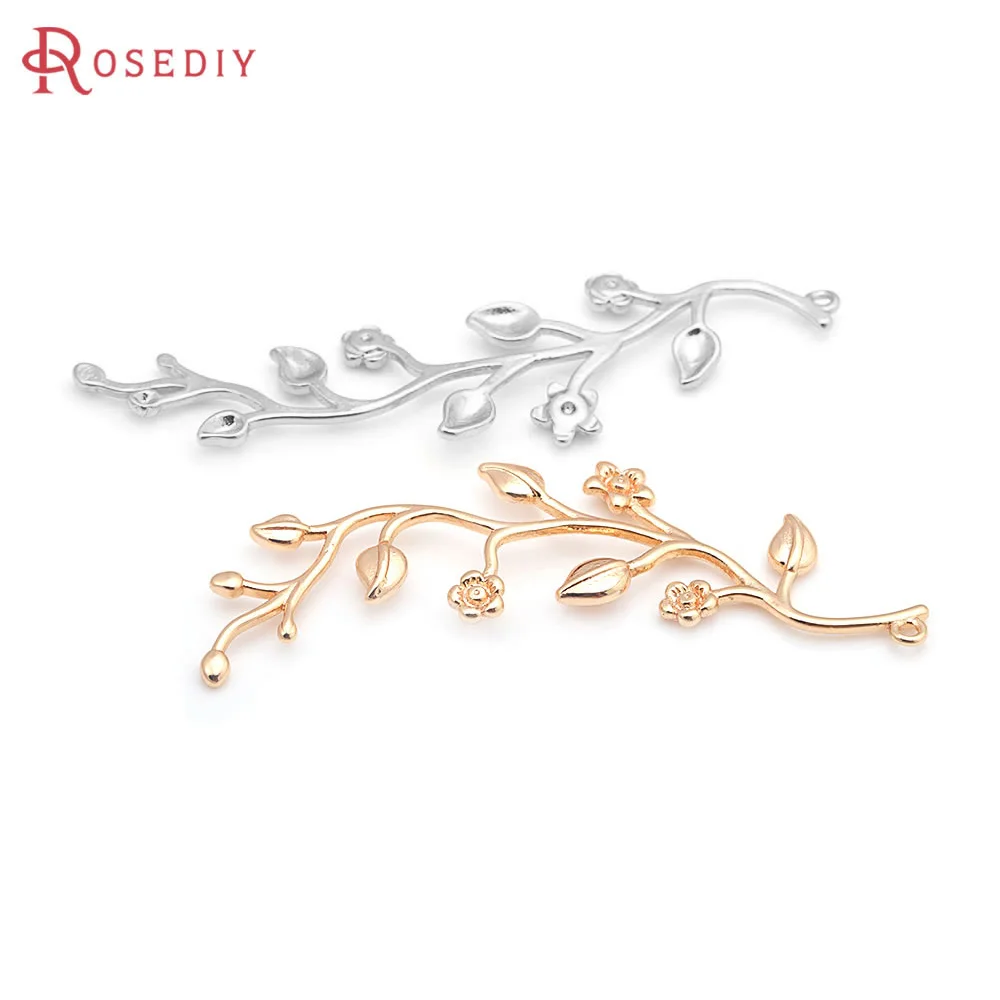 4PCS 56x15MM 18K Gold Color Brass Flower Charms Pendants High Quality Necklace Earrings Diy Accessories Rosediy official-website