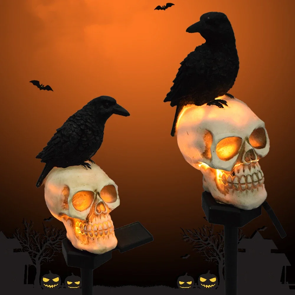 

Halloween Outdoor Solar Light Crow Skeleton Ghost Horror Decor for Courtyard Home Holiday Party Garden Haunted House Decoration