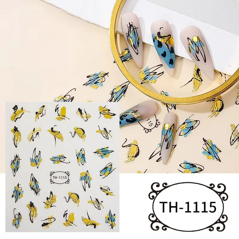 1pcs 3D Graceful Crane Line charm Nail Stickers Retro Animals Nail Art Sticker Manicure Tool Decals