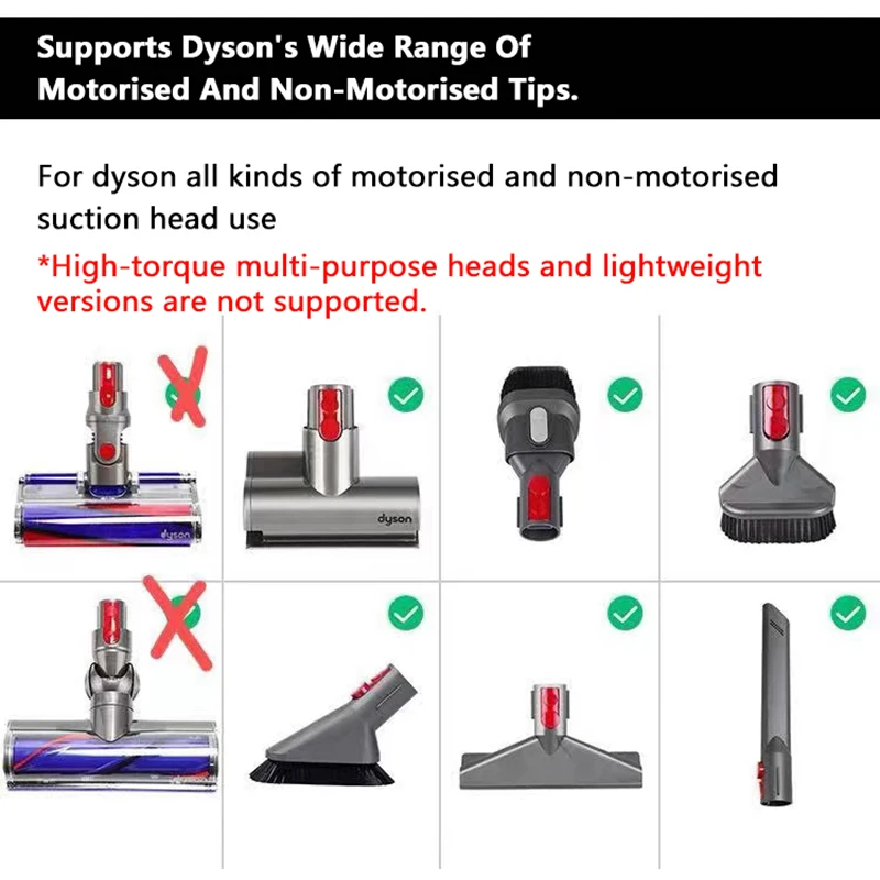 LED lighting adapter for Dyson V11 V10 accessories handheld vacuum cleaner V7 V8 original brush head hose connector spare parts