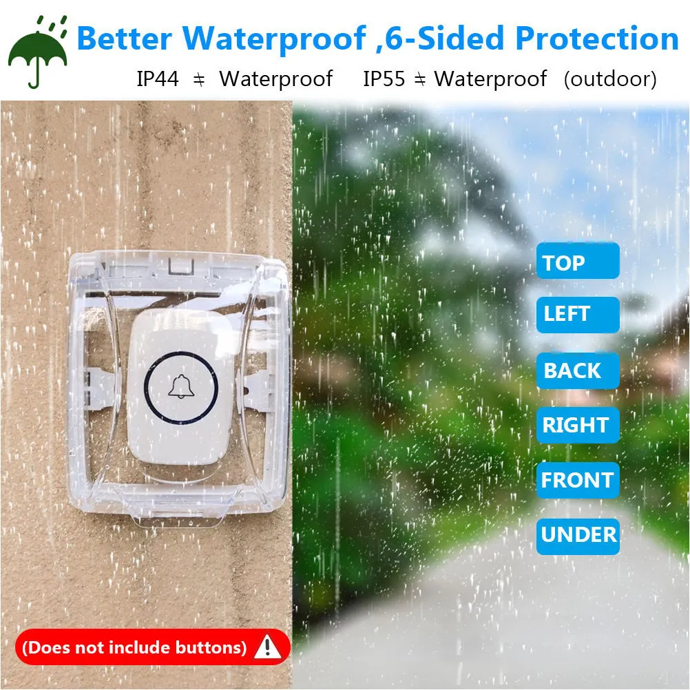 2Pcs Doorbell Waterproof Cover Transparent Rainproof Doorbell Protector Suitable for Access Control Keyboards Outdoor Use