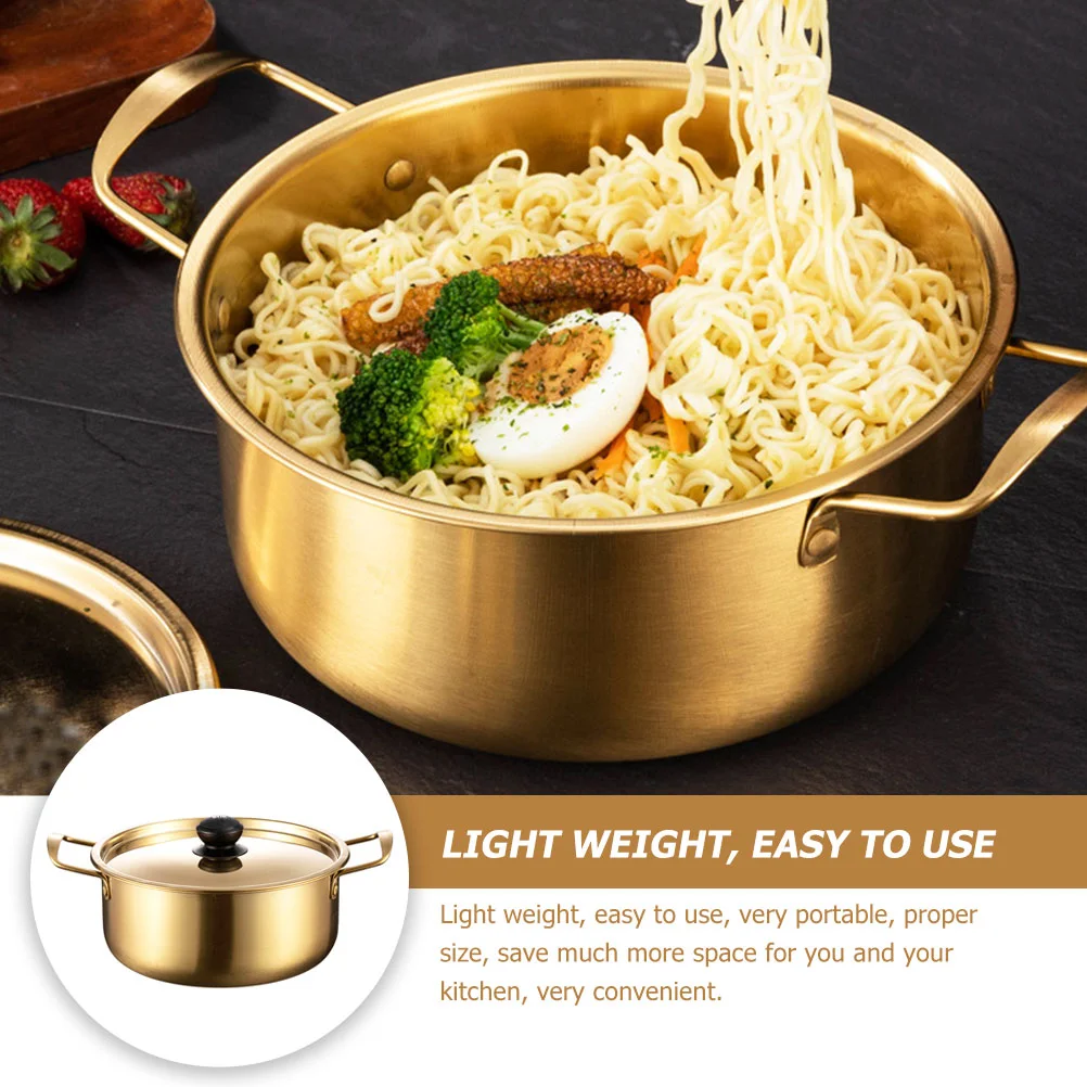 

Instant Noodle Pot Soup Large Stock with Lid Stainless Steel Ramen Big Pots for Cooking Korean Binaural