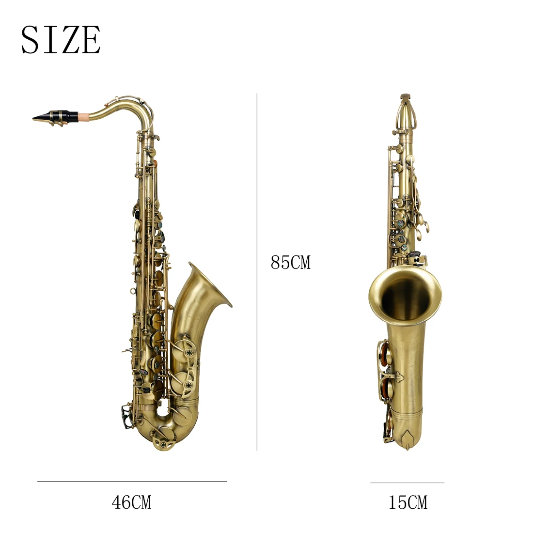 Hot Selling Cyan Antique Saxophone Bb Tenor Saxophone Brass Musical Instrument Professional with Case Brush Trimmer Accessories