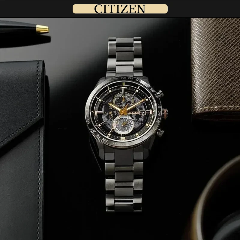 Citizen Back of The Moon Men\'s Watch Luxury Stainless Steel Calendar Luminous Clock Men\'s Business Casual Quartz Wristwatches