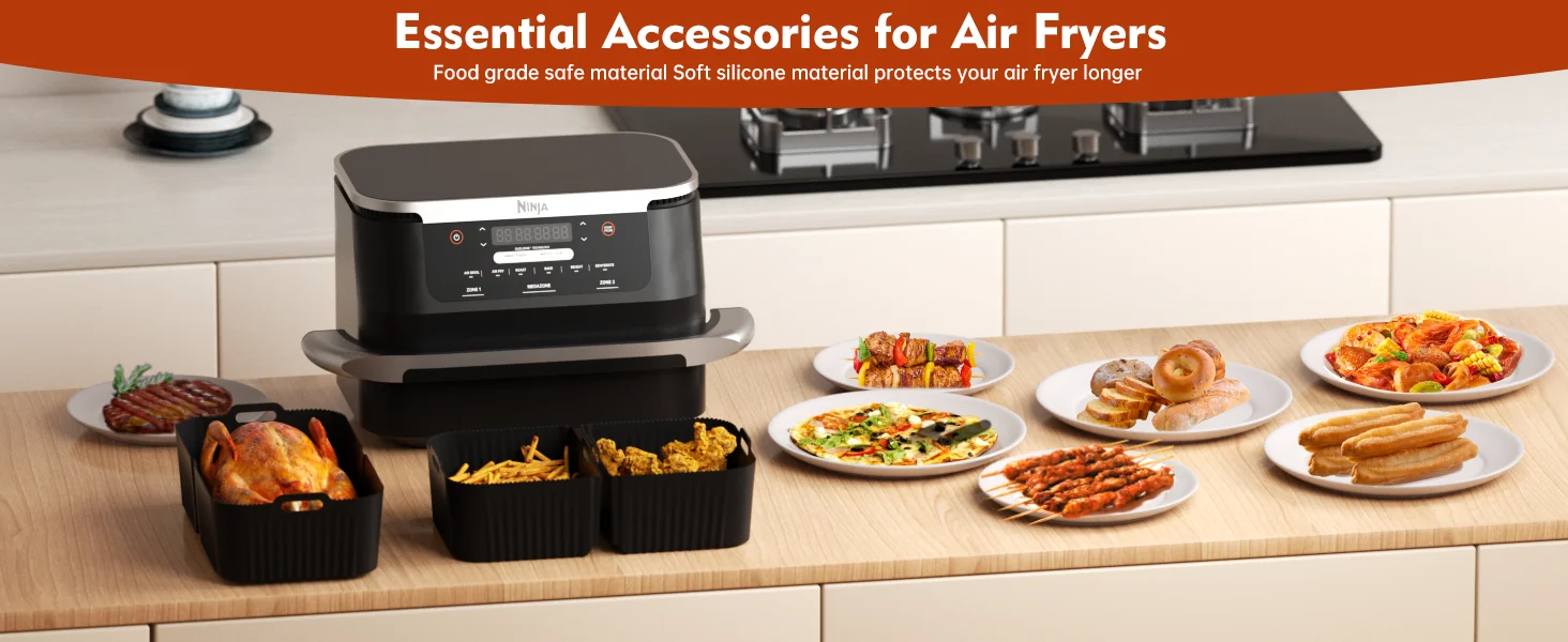 Heiße rechteckige Air Fryer Silikoneinlagen für Ninja DZ071/AF500UK Air Fryer Basket Ersatz spülmaschinenfeste Air Fryer Liners – Detail 2