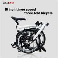 Litepro 16 Inch Folding Bicycle Custom Internal 3 Speed Dual V-Brake Bike Ultra Lightweight Portable Bike Cheap For Brompton