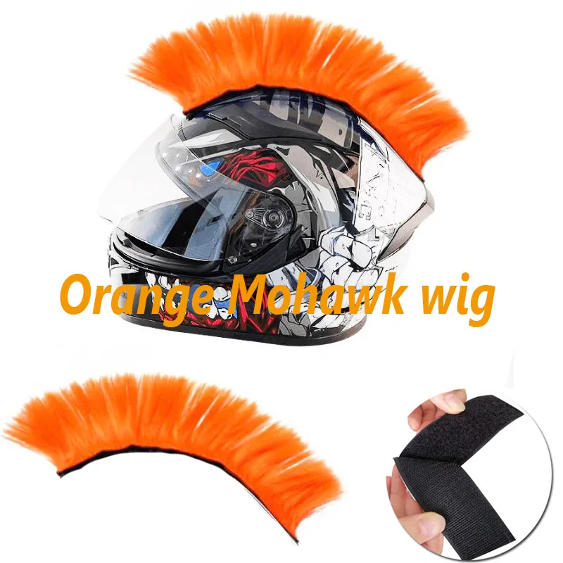 3T-Sister Casque Mohawk Hawk Cosplay Perruque Accessoire Casque Moto Vélo Ski Casques Cheveux Humains Décorations (casque Non Inclus) (rouge