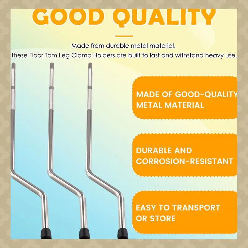 

ABST 3Pcs Drum Legs Tripod Drum Foot Bass Drum Leg Portable Professional Percussion Instrument Accessories