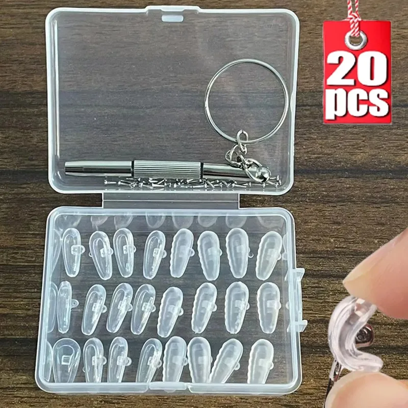 Soft Glasses Nose Pad Silicone Accessory Set with Screw Kit Non-Slip Air Cushion Boles Glass Repair Box Screwdrivers Eyeglasses