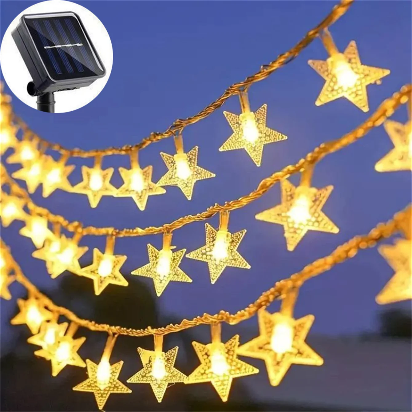 

Solar Star String Lights Outdoor Waterproof LED Solar Powered Fairy Lights For Christmas Patio Garden Yard Porch Wedding Decor