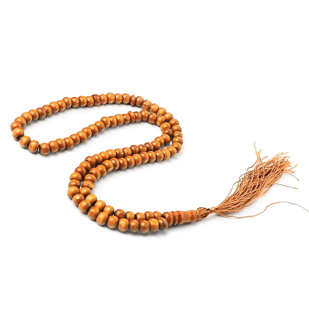 Wood Tasbih Prayer Beads 99 Muslim Prayer Beads Islamic Handheld Prayer Beads Muslim Rosary Beads Bracelet with Tassel