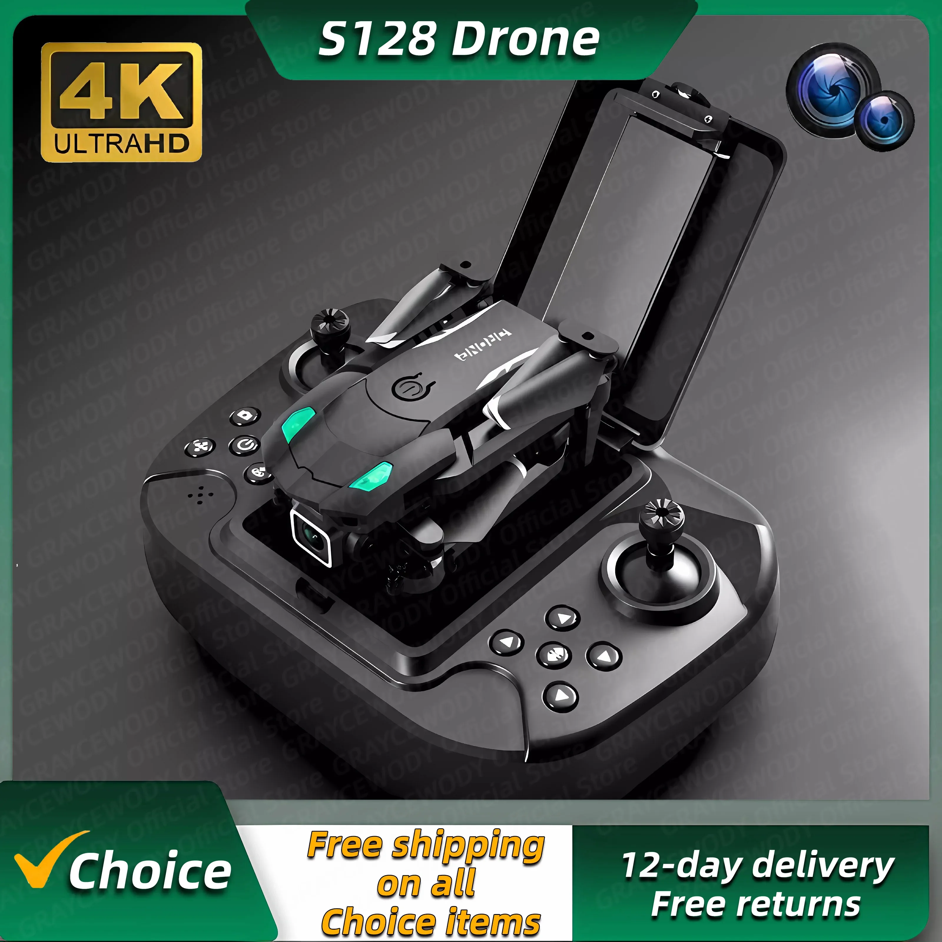 

S128 Mini Drone 4K HD Camera Threesided Obstacle Avoidance Air Pressure Fixed Height Professional Foldable Quadcopter sell Apron