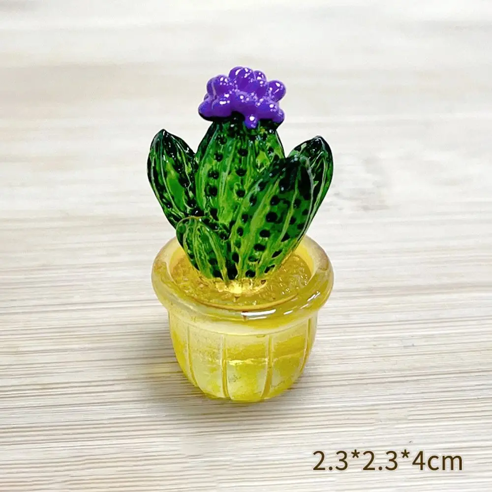 Cartoon Cactus Bonsai Decor Resin Crafts Realistic Mini Cactus Figurines Transparent Fleshy Simulated Cactus Desktop Ornament