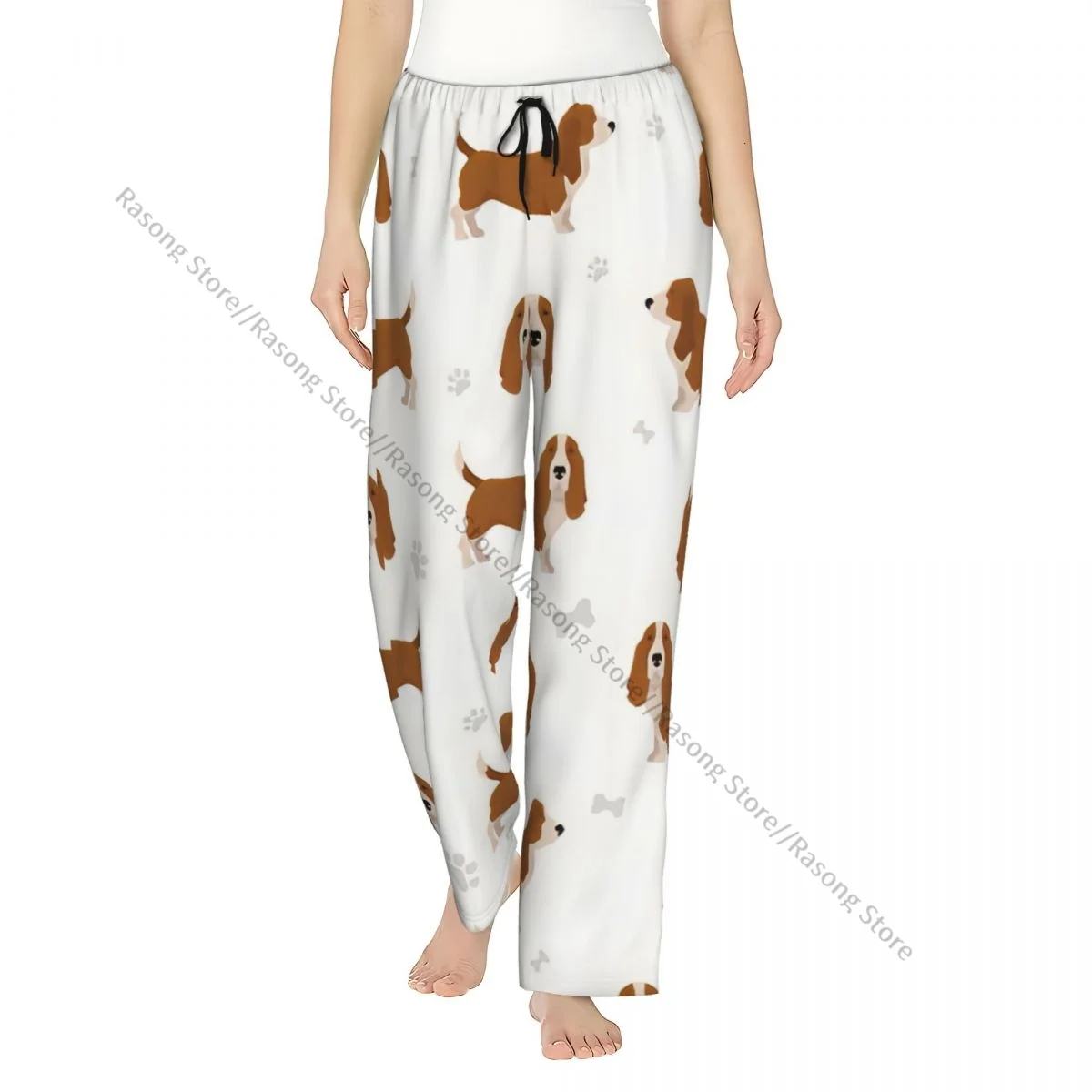 

Basset Hound Dog Women Sleep Pants Warm Flannel Lounge Pants for Winter Nights