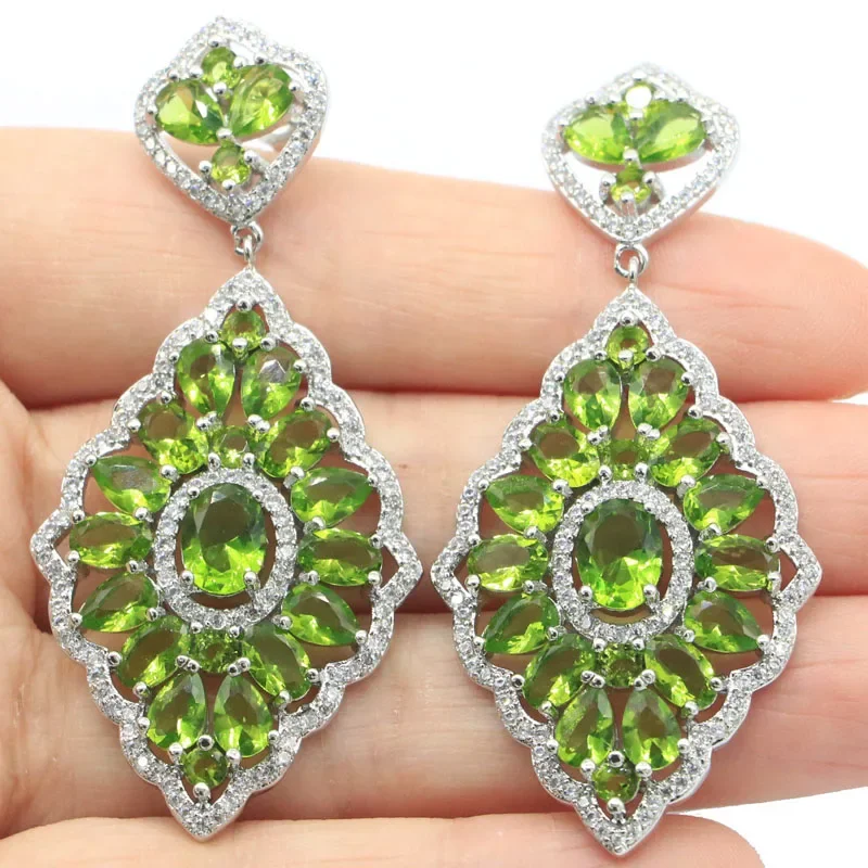 

17g 925 Solid Sterling Silver Earrings Customized Multi Color Violet Tanzanite Golden Citrine Green Peridot Tourmaline