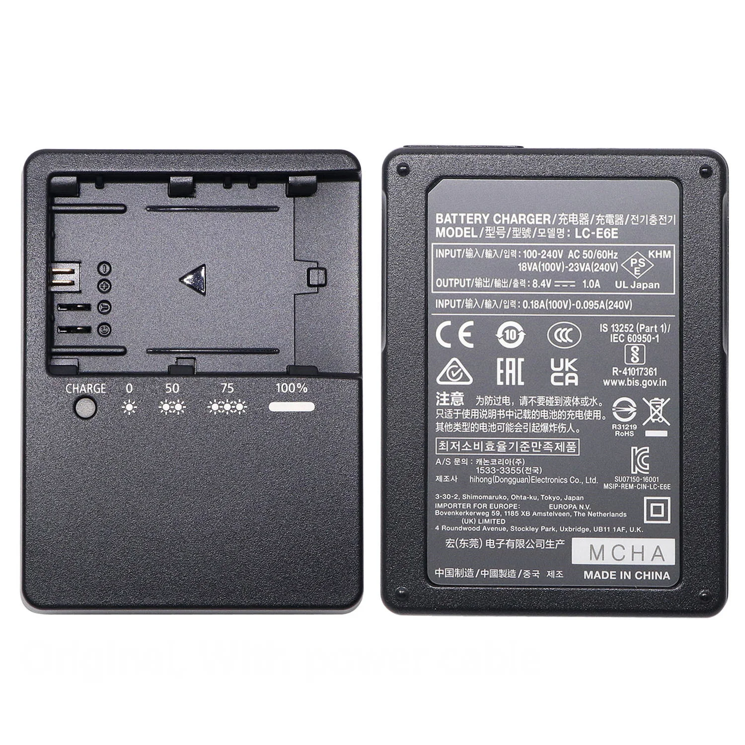 Carregador Original LC-E6E LCE6E LC-E6 LCE6 para Bateria Canon LP-E6 LP-E6N LP-E6NH EOS 70D 5D Mark III Mark IV 6D 60D 80D 7D MARK II