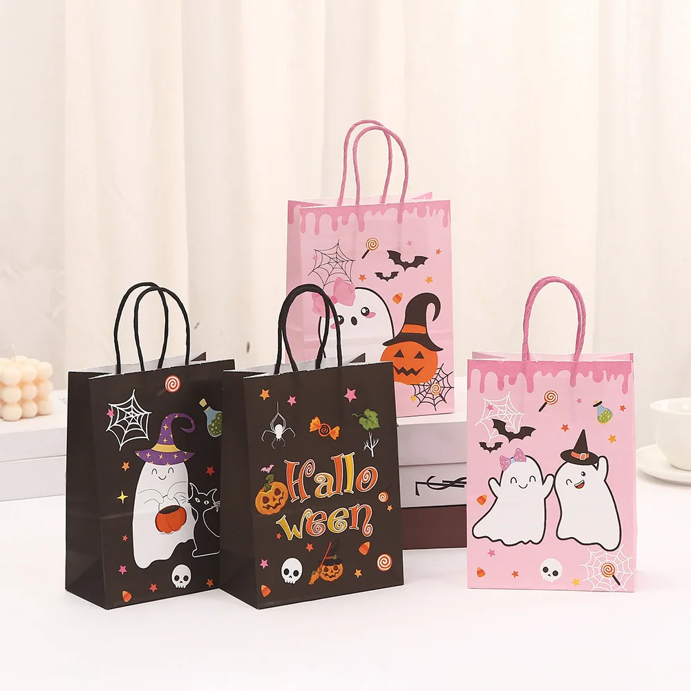 

4Pcs/Set Halloween Party Paper Ghost Pumpkin Gift Candy Snack Packing Bags Kids Birthday Happy Halloween Party Supplies