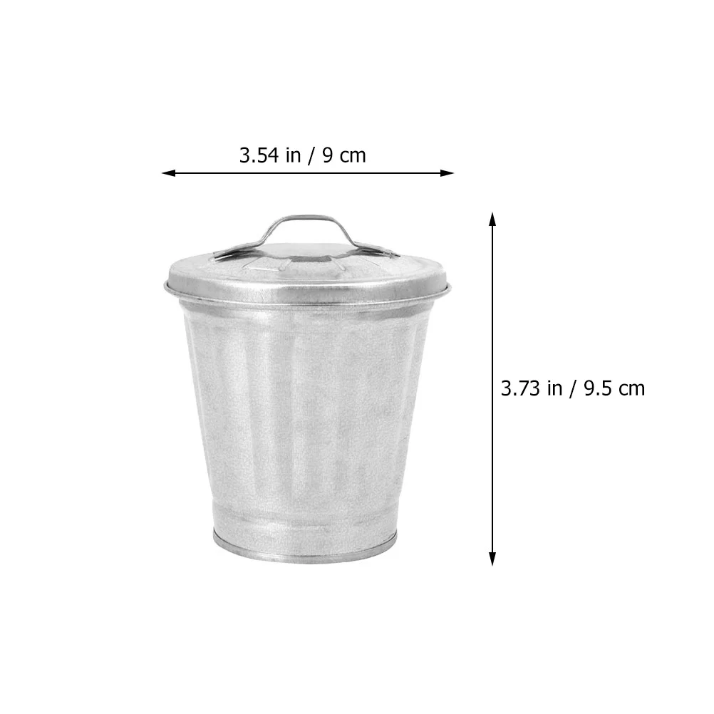 2 Pcs Mini Trash Can Bins Small Plant Pots Diaper Nursery Galvanized Iron Garden Planters Flower Office Indoor