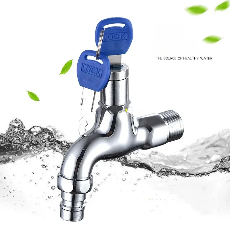 Portable  Anti-theft Faucet Water Tap with Lock Key Alloy Body Single Hole Key Switch Faucet Bibcocks for Kitchen Outdoor Garden